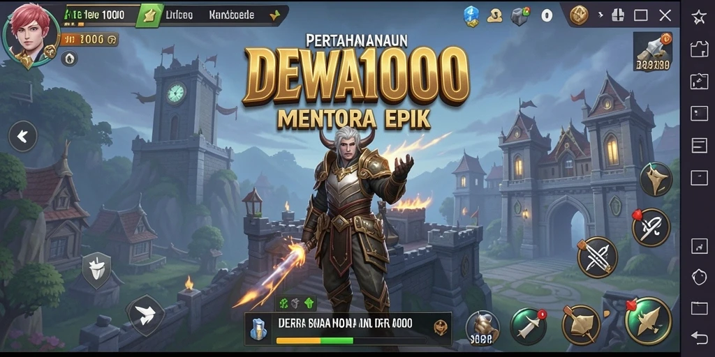 Tampilan gameplay DEWA1000 yang mendebarkan dalam mode Tower Defense.