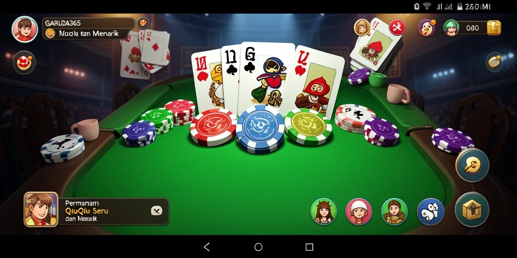 Tampilan gameplay seru dalam GARUDA365 saat bermain QiuQiu.