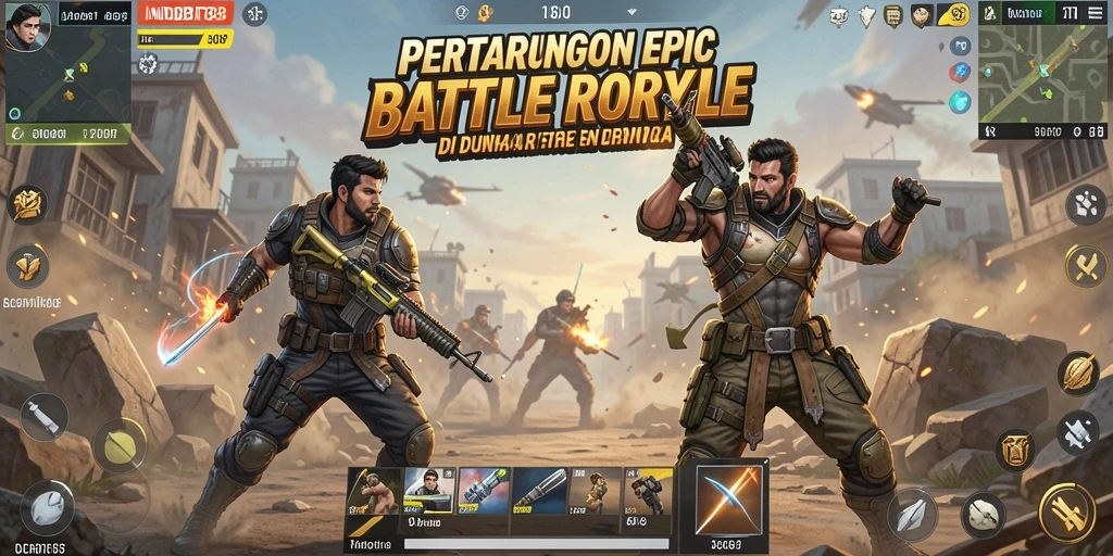 Screenshot INDOBIT88 menampilkan aksi intens dalam pertempuran Battle Royale.